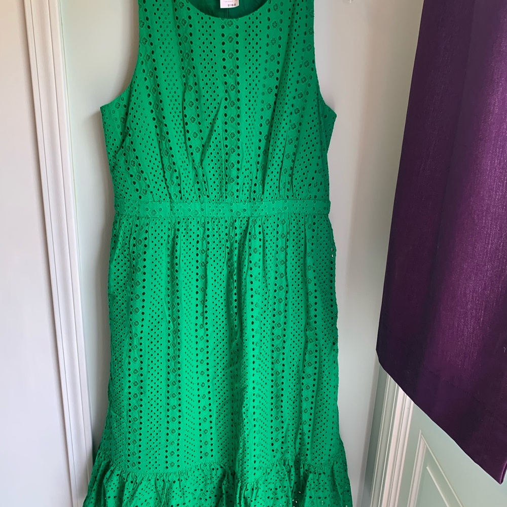 NWT J. Crew dress Kelly green eyelet
